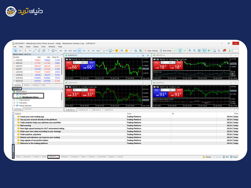 تصویر متاتریدر بعد از ایجاد حساب