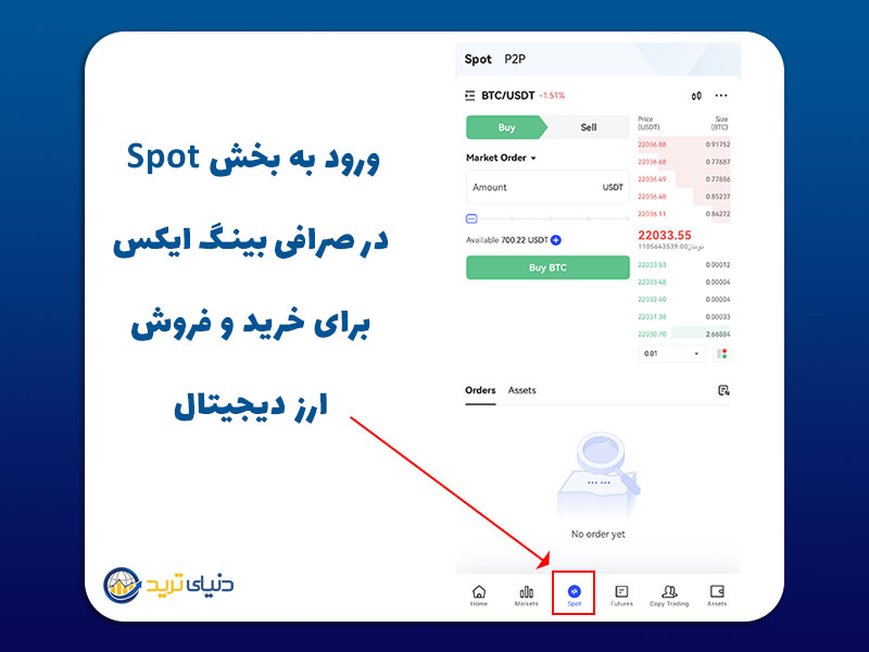 ورود به بخش معاملات اسپات در bingx