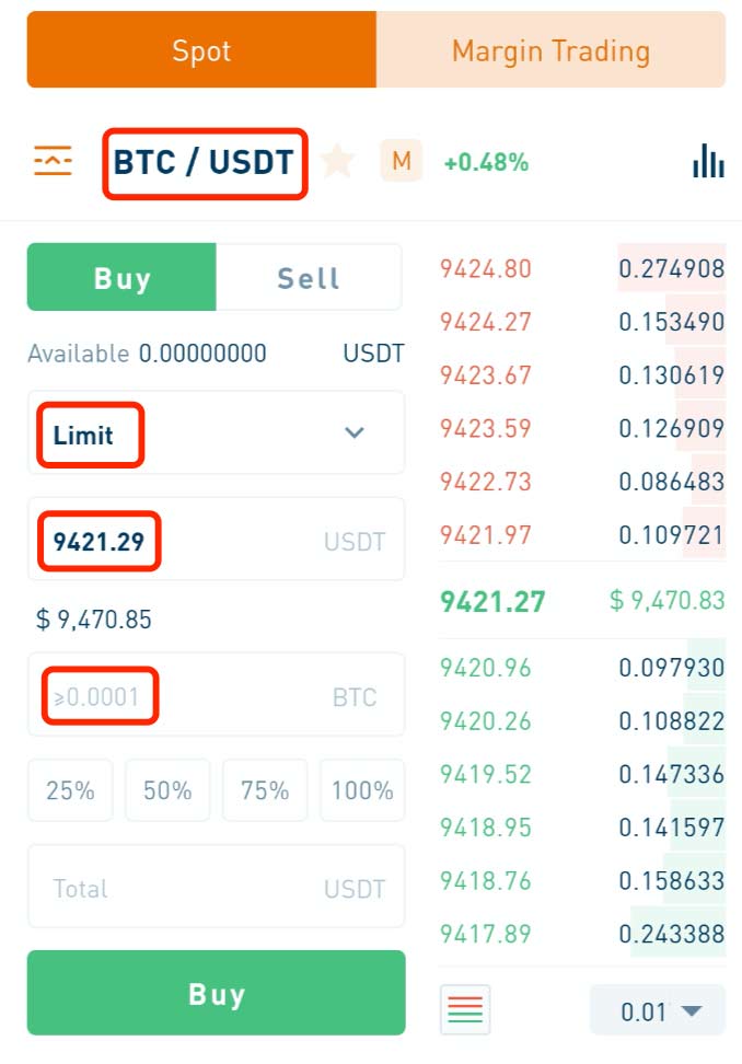 order book در معاملات اسپات در صرافی های متمرکز