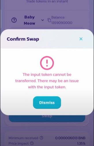 The Input Token Cannot Be Transferred Pancakeswap