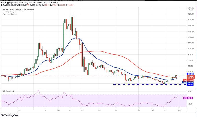 BCH/USDT نمودار روزانه جفت ارز- 31- جولای 2021