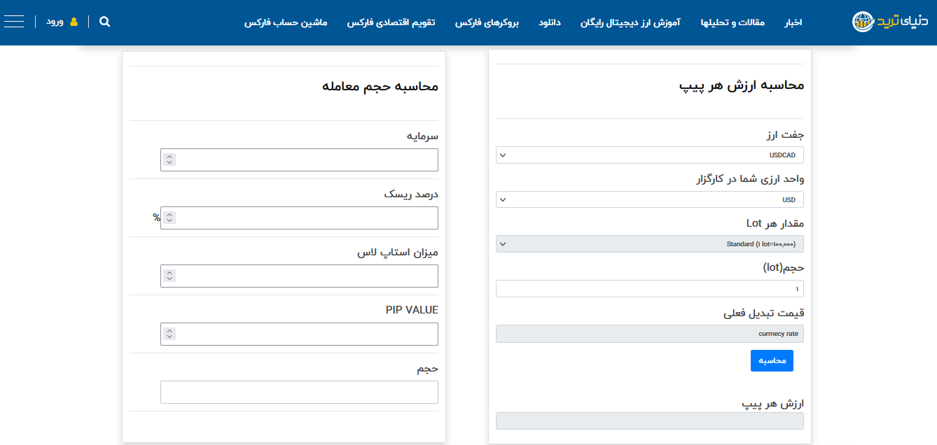 تصویر ماشین حساب دنیای ترید